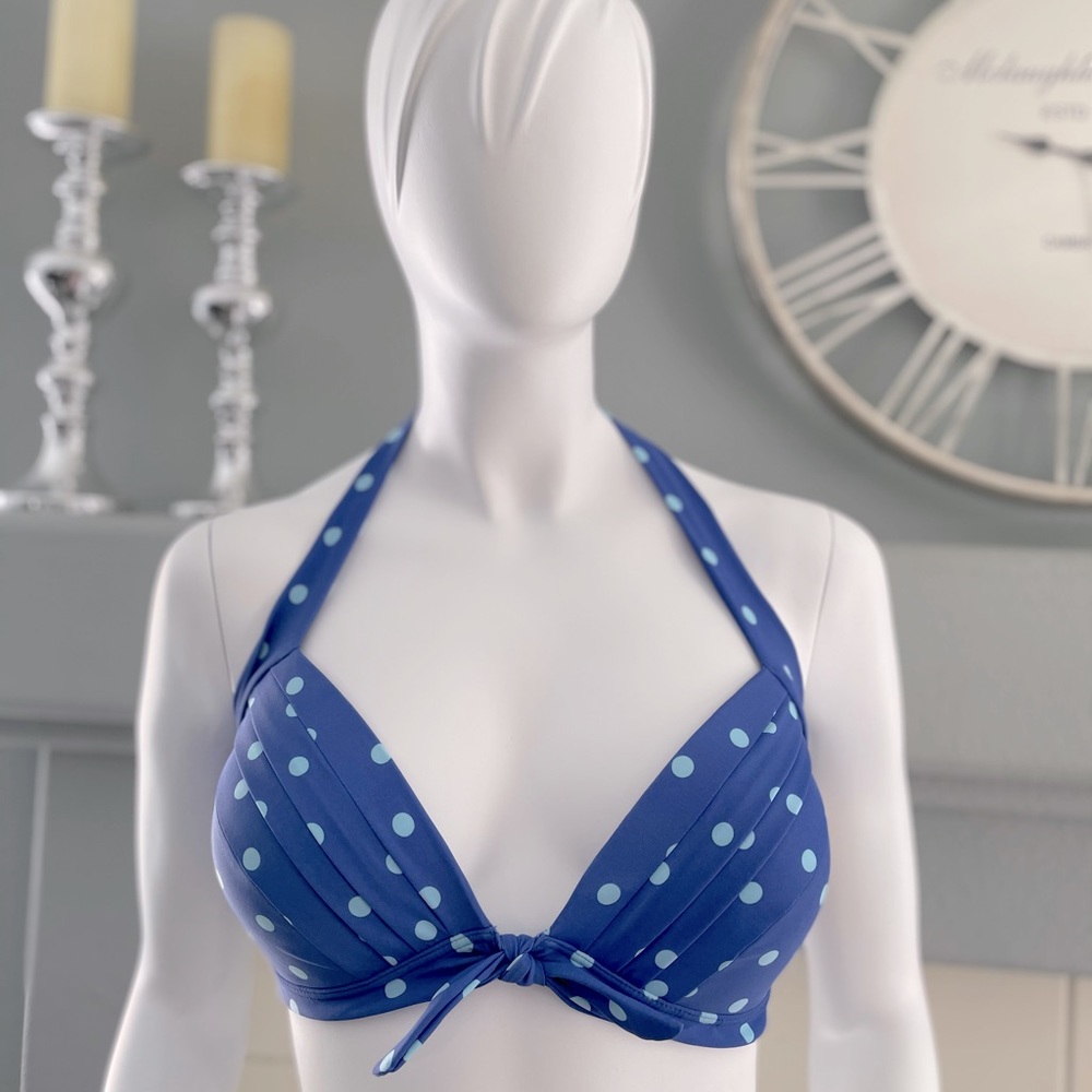 UNIQUE VINTAGE POLKA DOTS SWIM BIKINI TOP  👙XXL